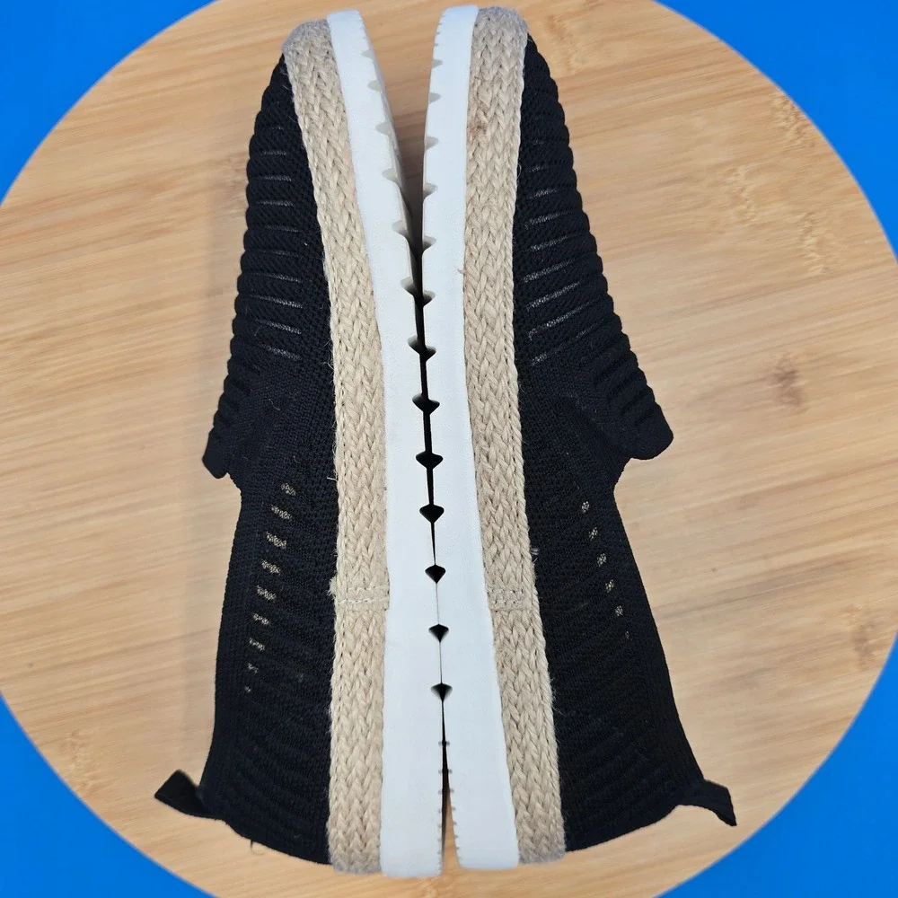 BOBS from Skechers Women Black Knit Espadrille‎ Slip On Memory Foam 113245 6